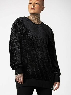 Black Velvet Crewneck Sweater